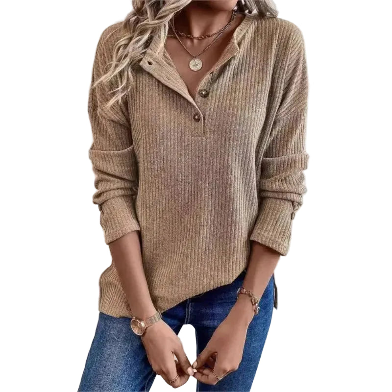 Women’s Ribbed Long Sleeve Button Shirt