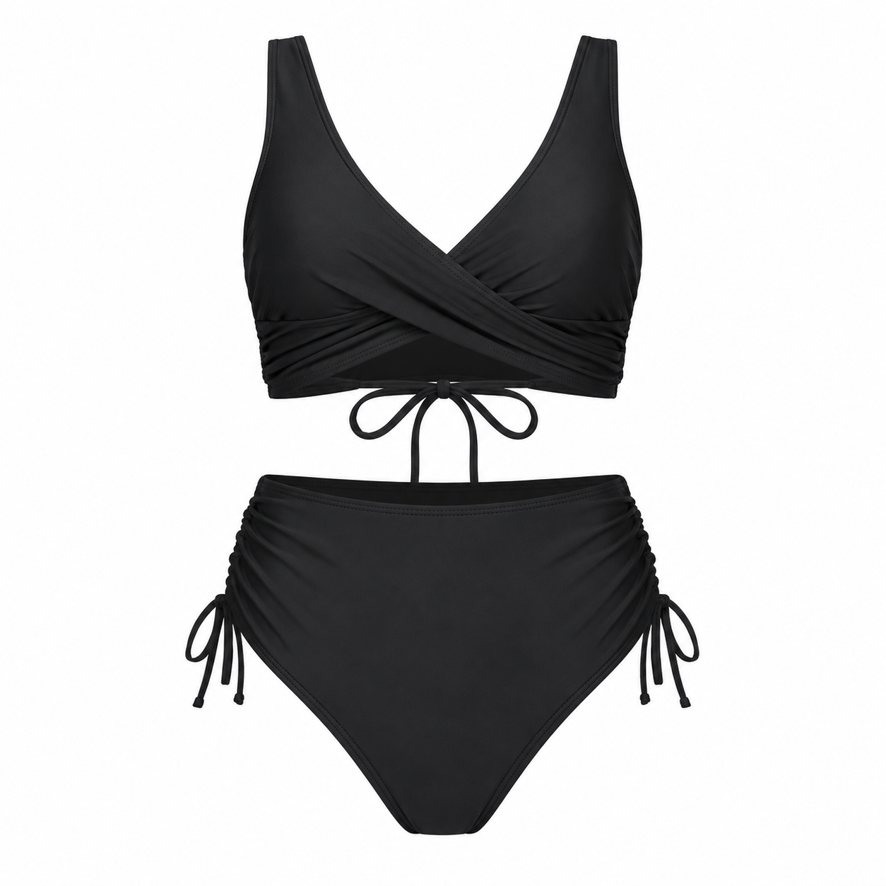 Women's Ruffled Deep V-Neck High-Waist Bikini Set