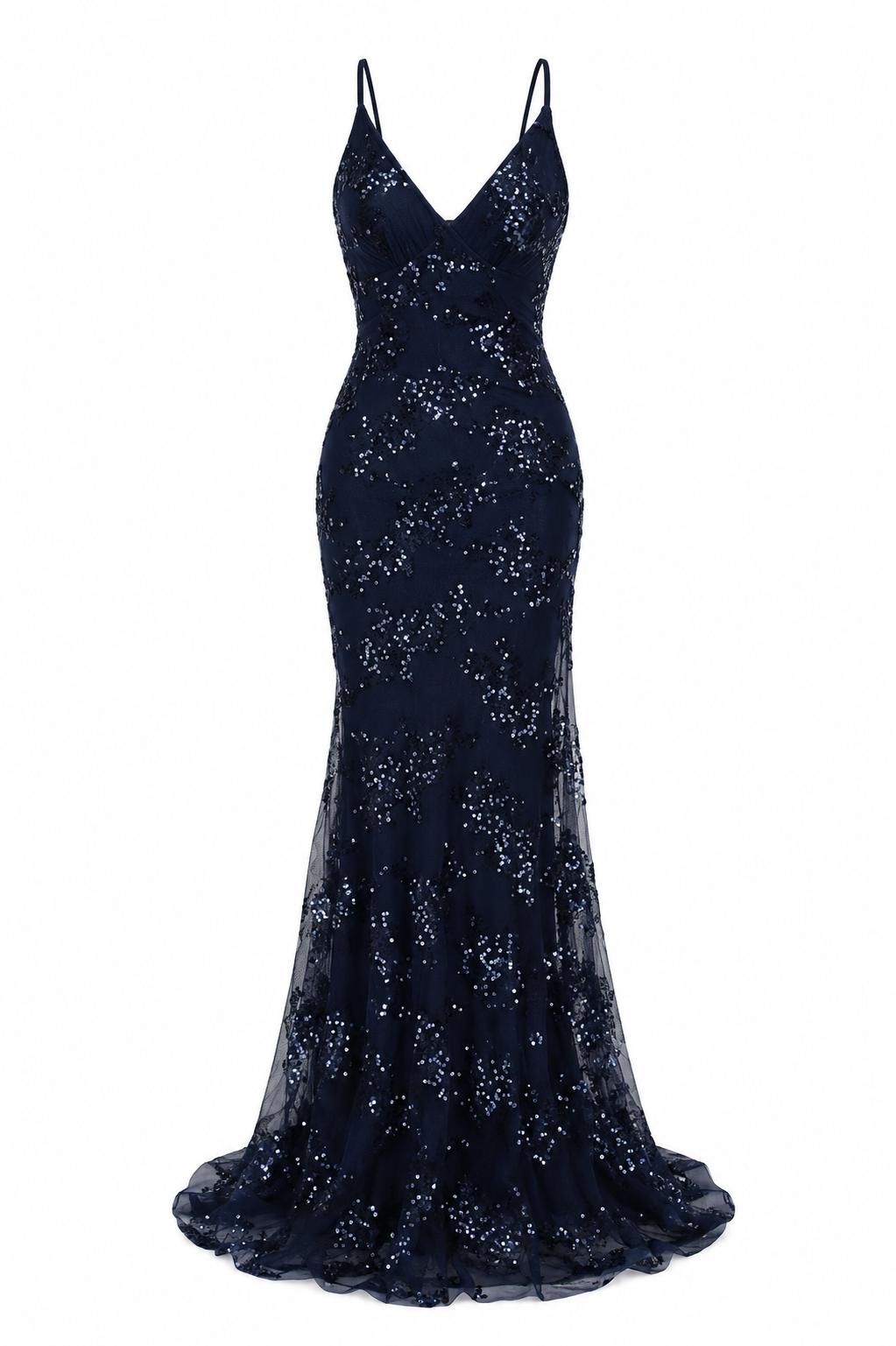 Women's Sequin Embroidered Spaghetti Strap Maxi Evening Dress