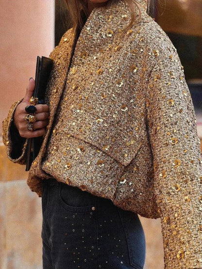 Women’s Sequin Tweed Cropped Jacket