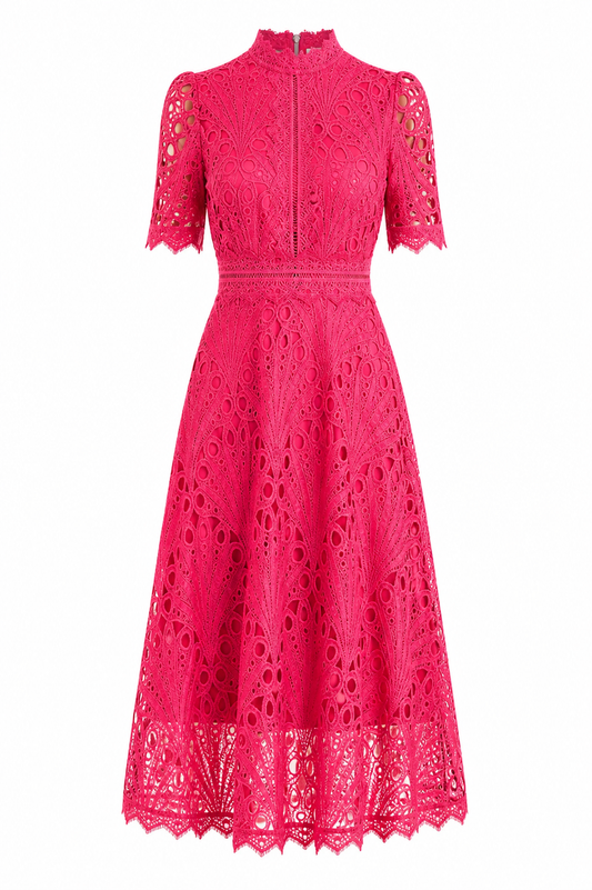 Women’s Short Sleeve Lace Midi Dress