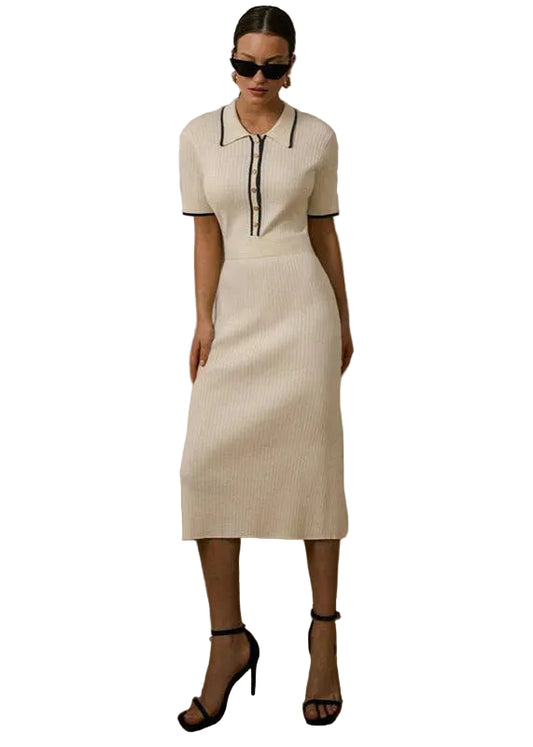 Women’s Short Sleeve Ribbed Knit Midi Dress