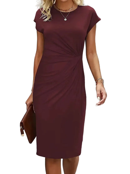 Women’s Short Sleeve Ruched Midi Dress
