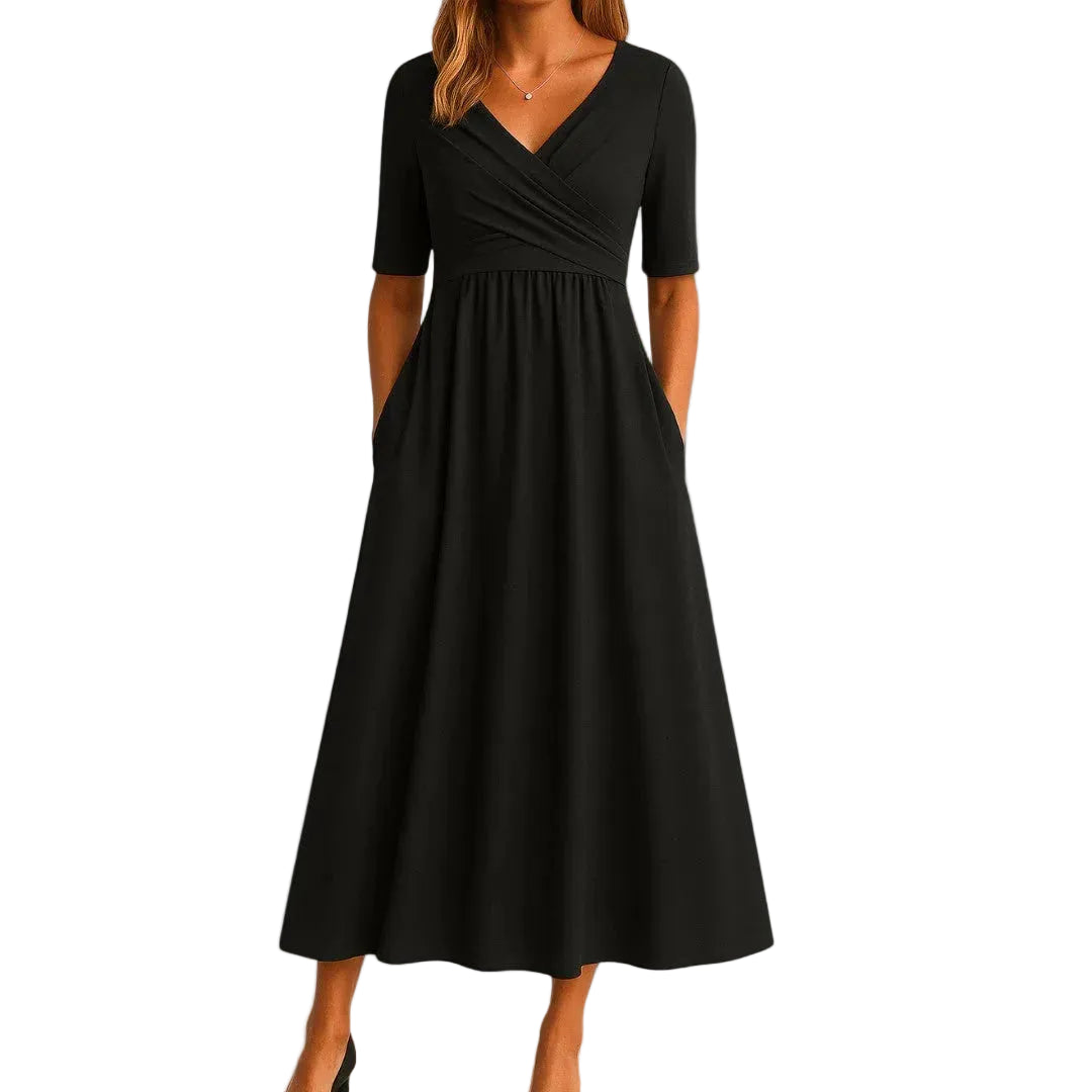 Women’s Short Sleeve V Neck Midi Dress