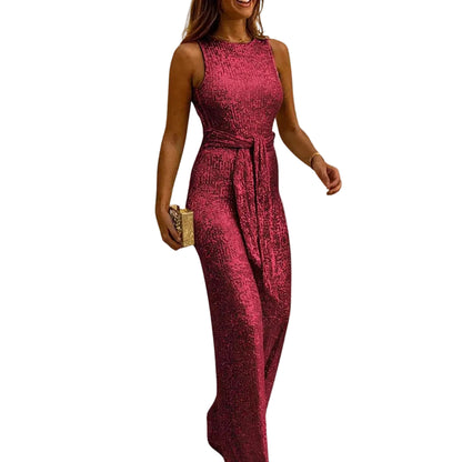 Women’s Sleeveless Sequin Evening Jumpsuit