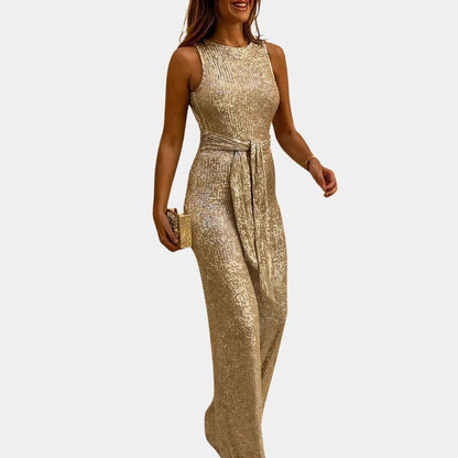 Women’s Sleeveless Sequin Evening Jumpsuit