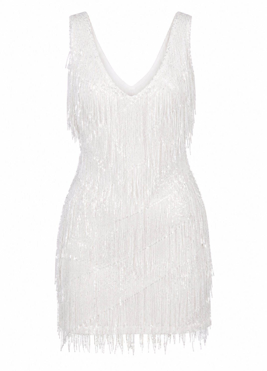 Women's Sleeveless Shiny Fringe Mini Cocktail Dress