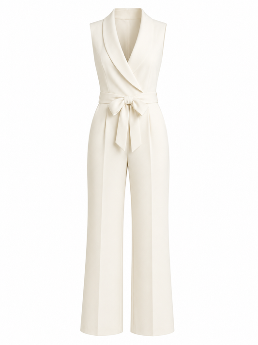 Women’s Sleeveless Wrap Jumpsuit with Waist Tie