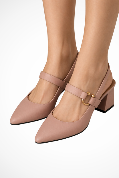 Women's Slingback Block Heel Mary Jane Heels