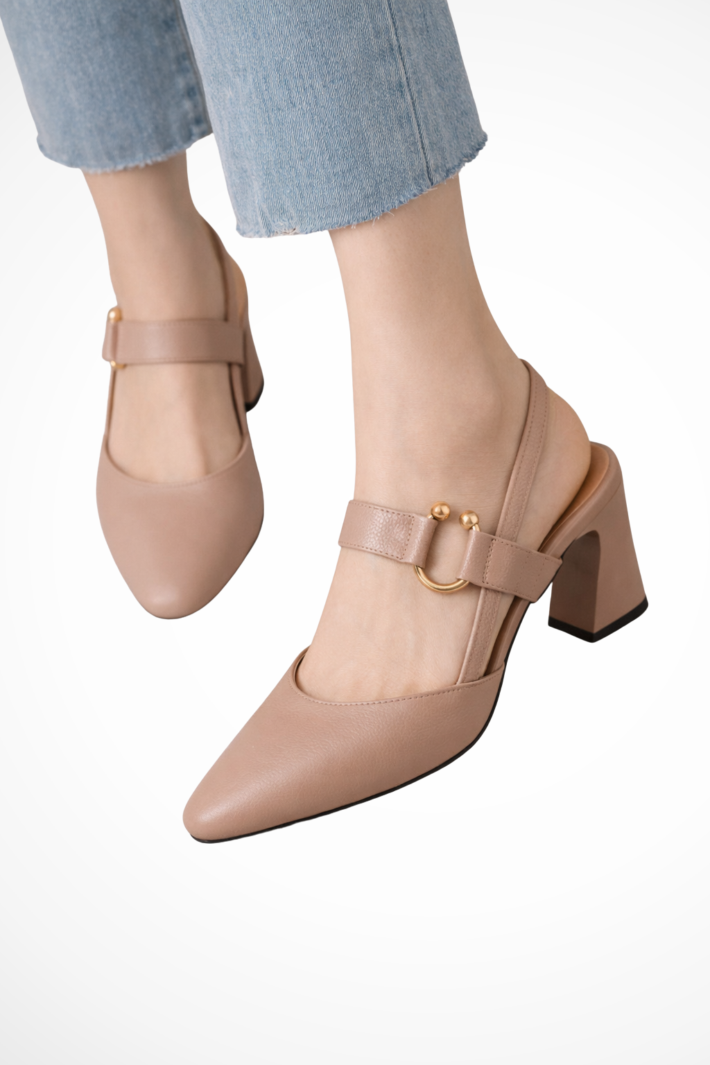 Women's Slingback Block Heel Mary Jane Heels