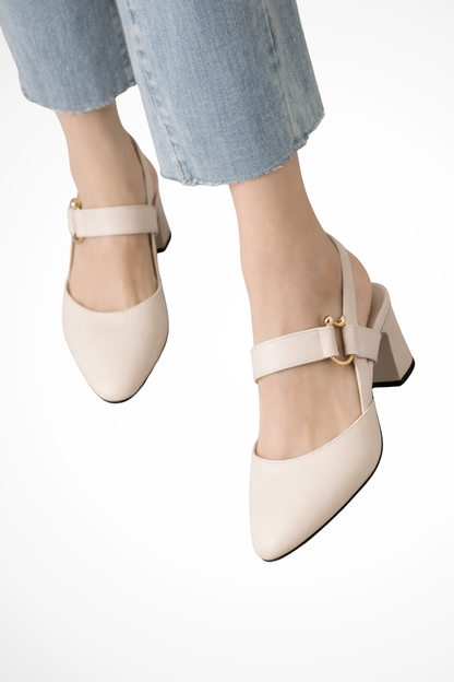 Women's Slingback Block Heel Mary Jane Heels