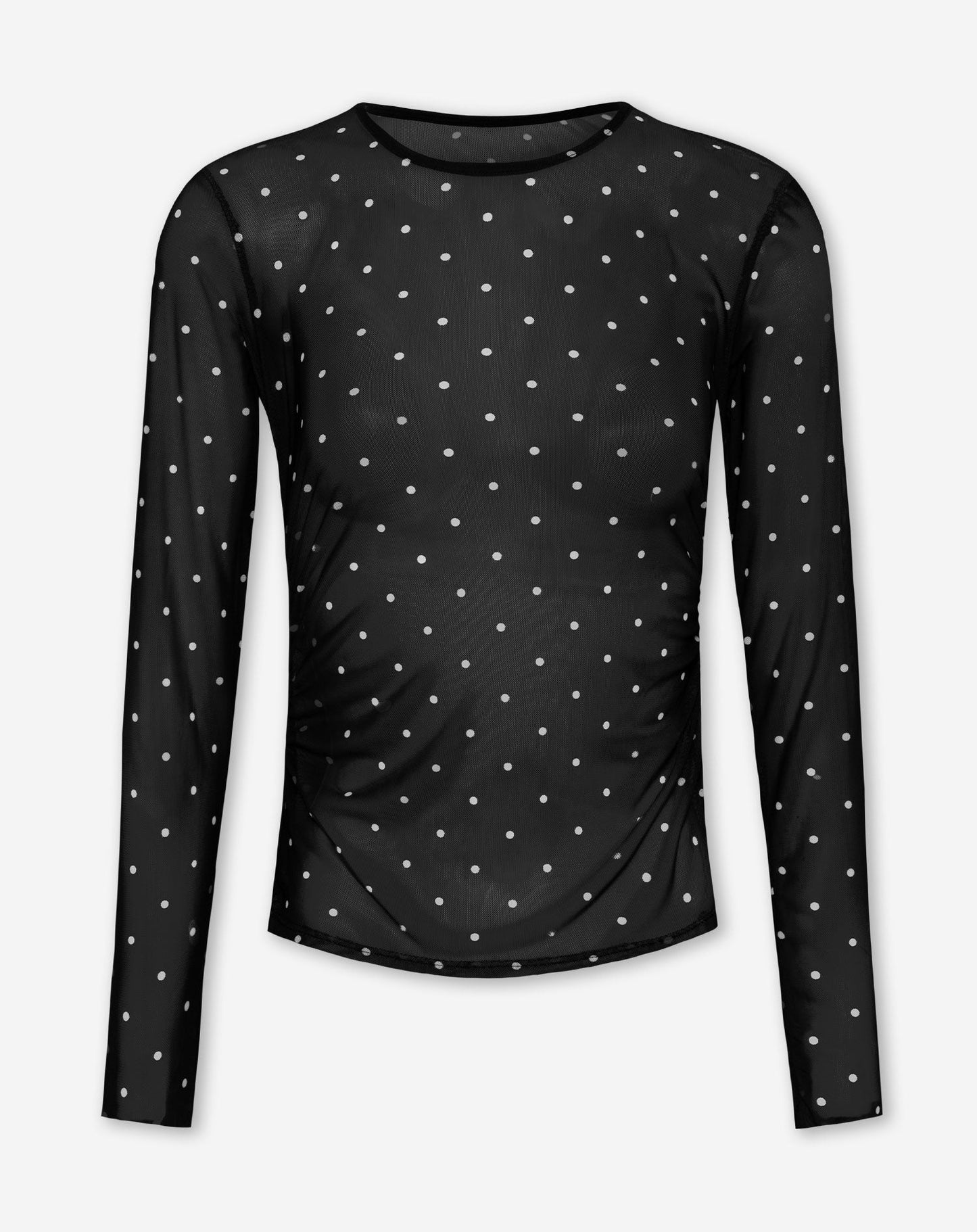 Women's Small Polka Dot Mesh Top Black