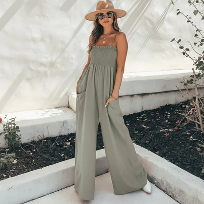 Women’s Smocked Wide-Leg Jumpsuit