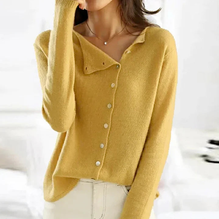 Women’s Soft Asymmetric Button Knit Cardigan