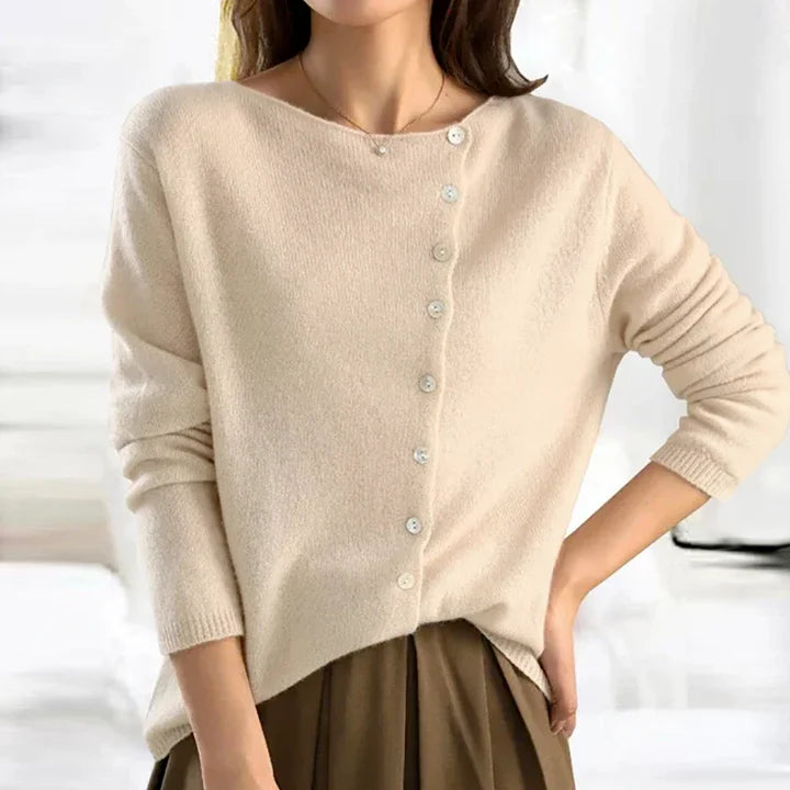 Women’s Soft Asymmetric Button Knit Cardigan