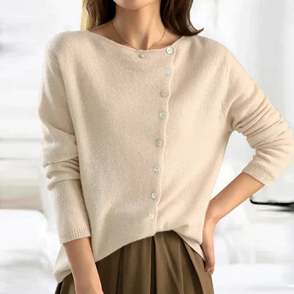 Women’s Soft Asymmetric Button Knit Cardigan