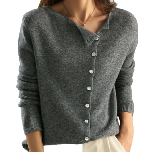 Women’s Soft Asymmetric Button Knit Cardigan