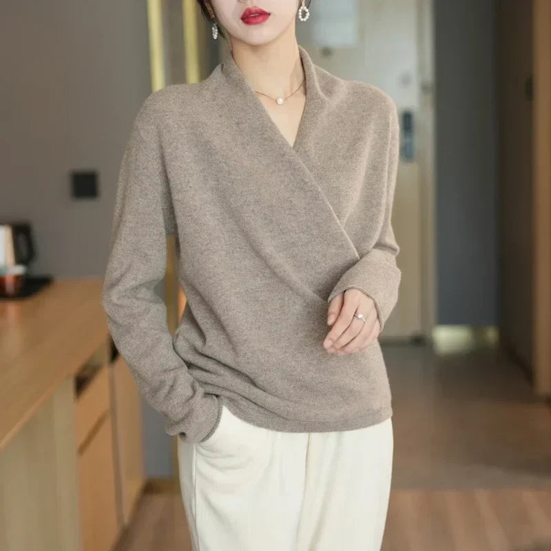 Women’s Soft Wrap Neck Knit Sweater