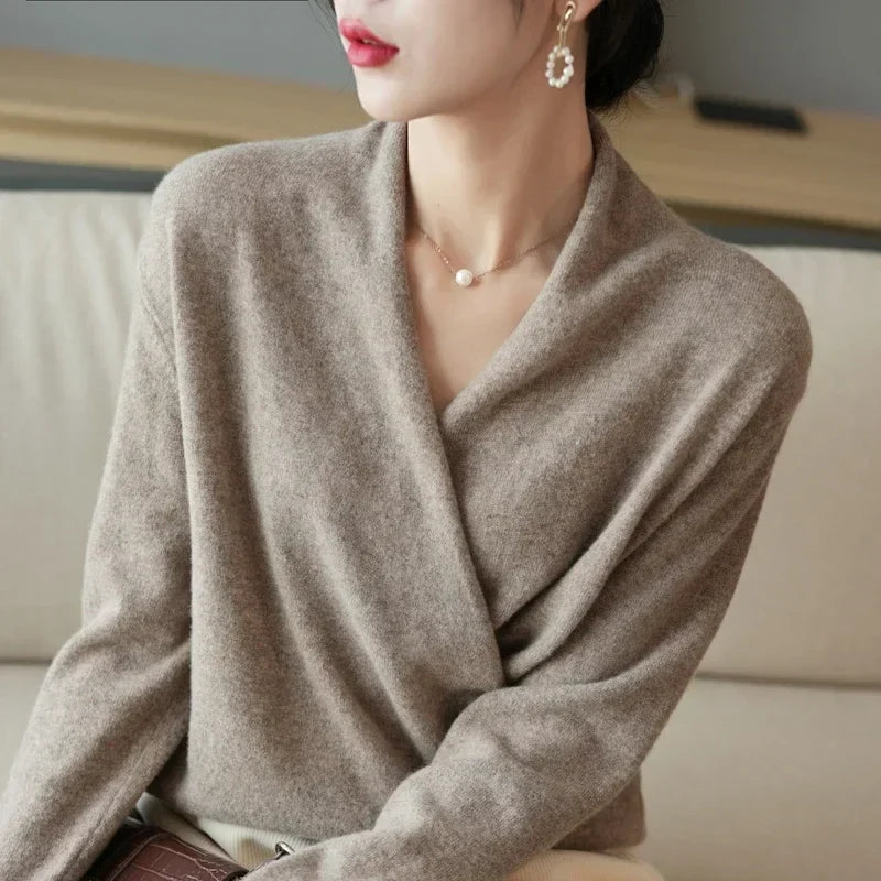Women’s Soft Wrap Neck Knit Sweater