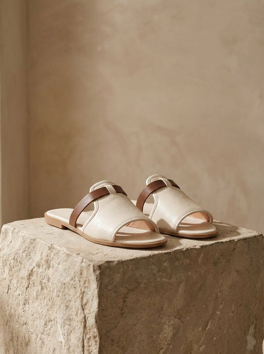 Sylvia | Women's Slides Solid Colour Slip-On Lightweight Open Toe Cushioned Comfort Winter Everyday Casual Holiday Beach Versatile