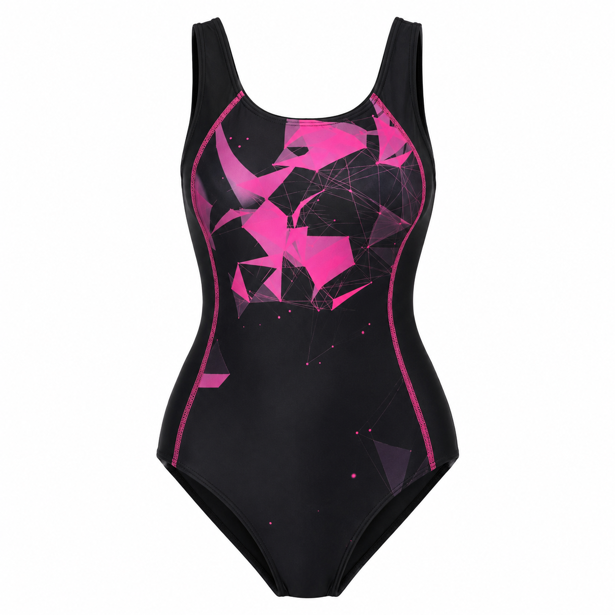 Women's Square Neck Tummy Control Printed One-Piece Swimsuit