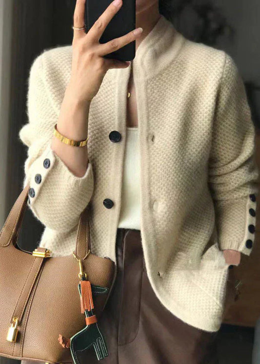 Women’s Stand-Collar Buttoned Knit Cardigan
