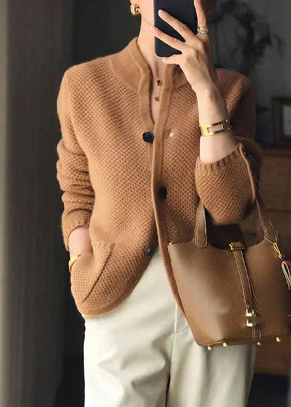 Women’s Stand-Collar Buttoned Knit Cardigan
