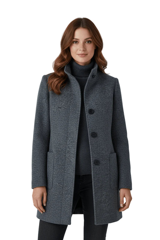 Women’s Stand-Collar Buttoned Wool-Blend Coat