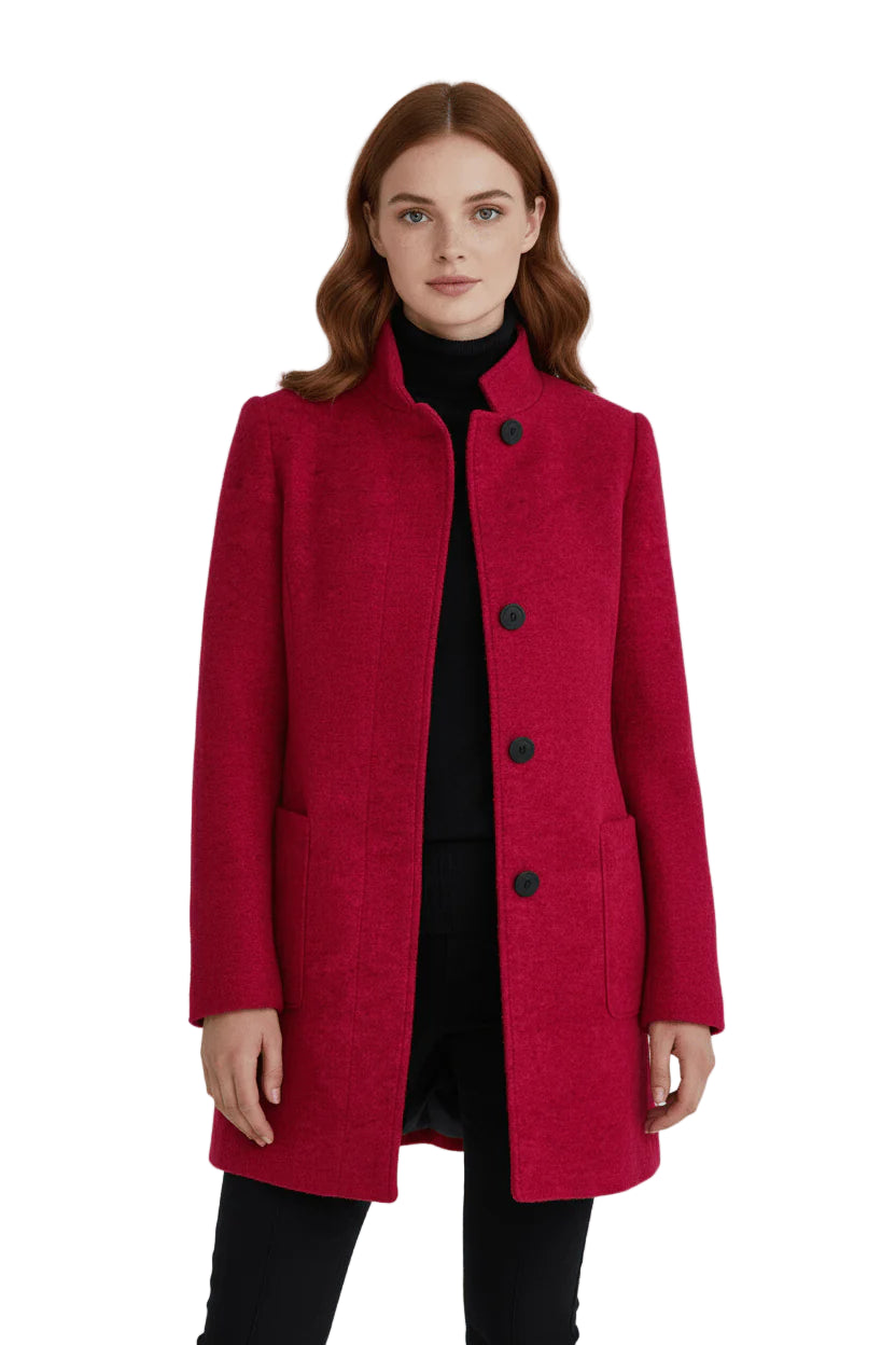 Women’s Stand-Collar Buttoned Wool-Blend Coat