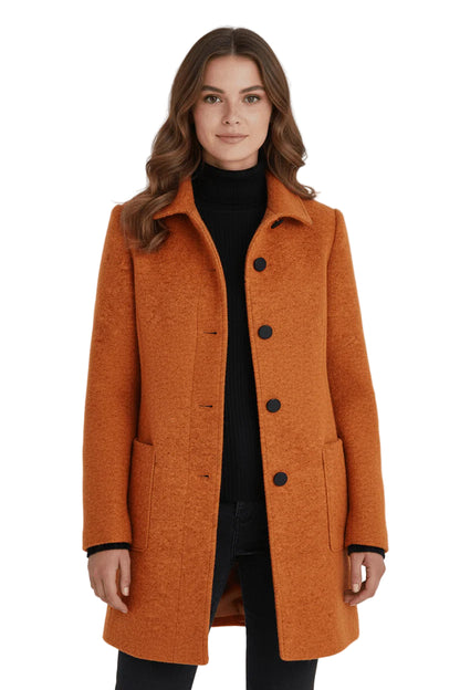 Women’s Stand-Collar Buttoned Wool-Blend Coat