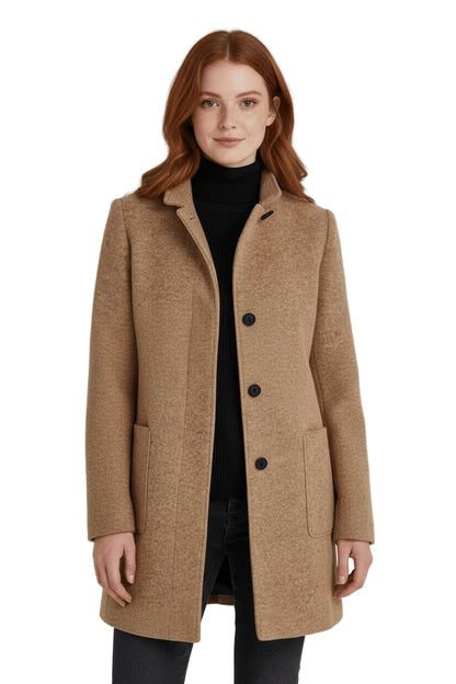 Women’s Stand-Collar Buttoned Wool-Blend Coat