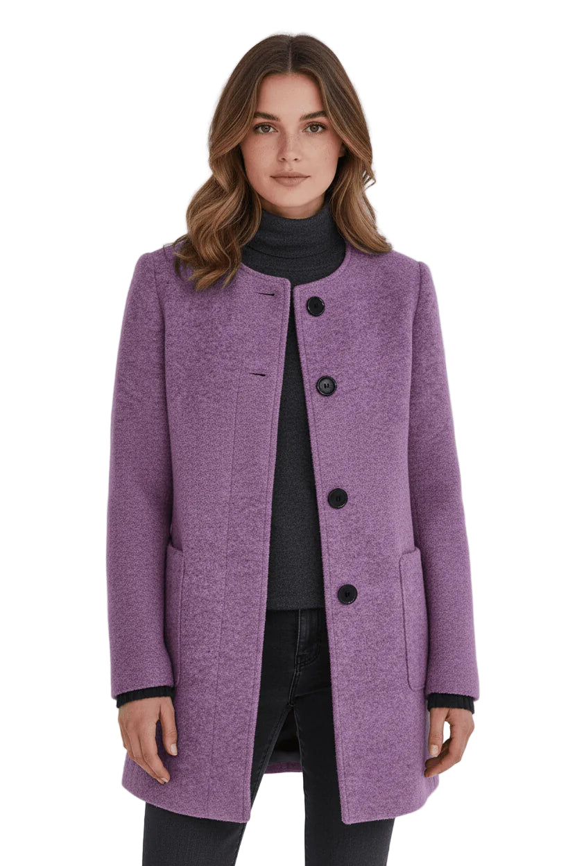 Women’s Stand-Collar Buttoned Wool-Blend Coat