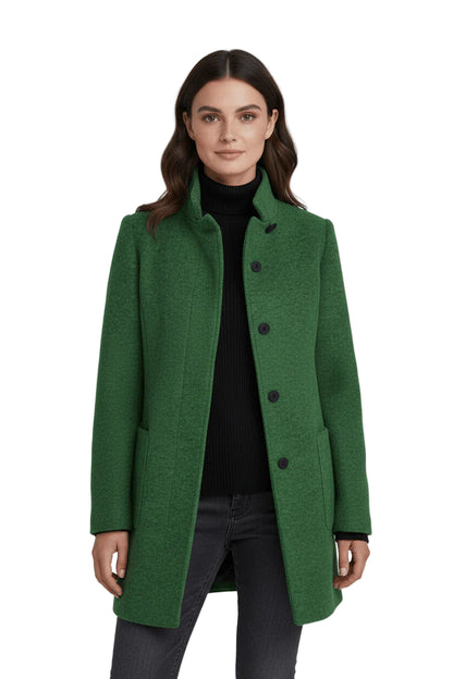 Women’s Stand-Collar Buttoned Wool-Blend Coat