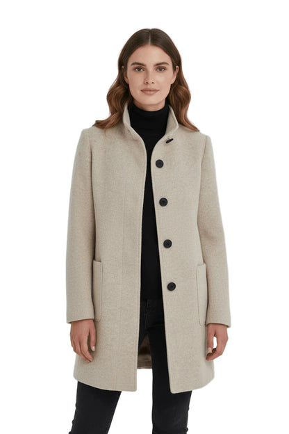 Women’s Stand-Collar Buttoned Wool-Blend Coat