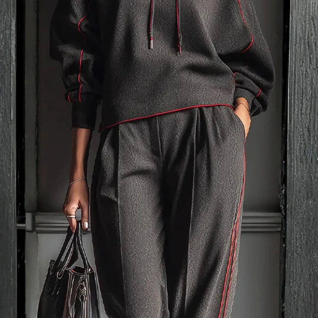 Women’s Straight-Leg Pants with Contrast Piping Detail