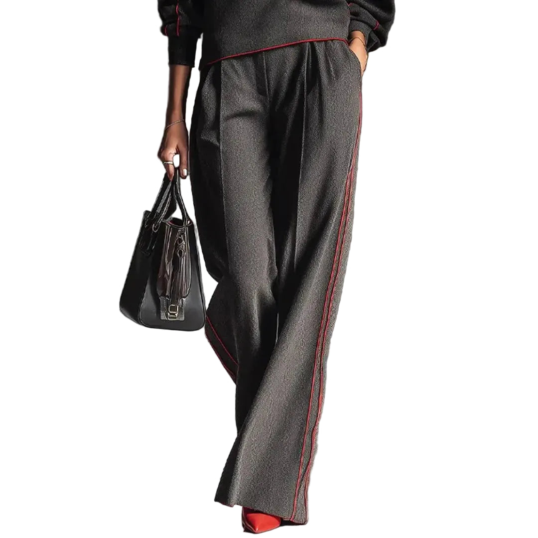 Women’s Straight-Leg Pants with Contrast Piping Detail