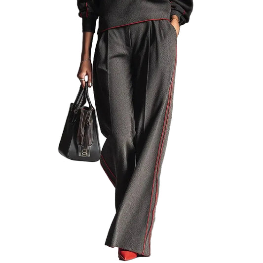 Women’s Straight-Leg Pants with Contrast Piping Detail