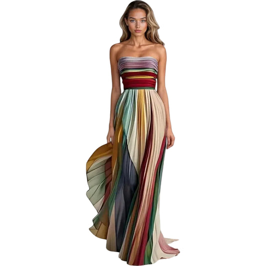 Women’s Strapless Pleated Maxi Dress