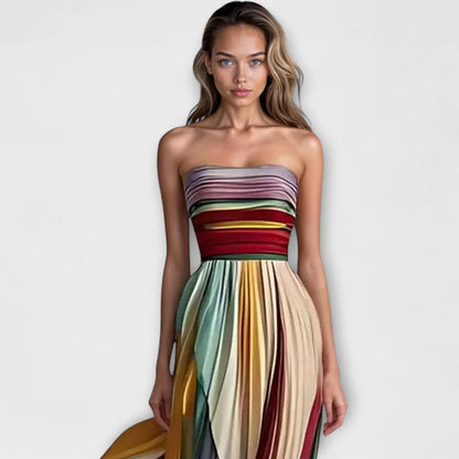 Women’s Strapless Pleated Maxi Dress