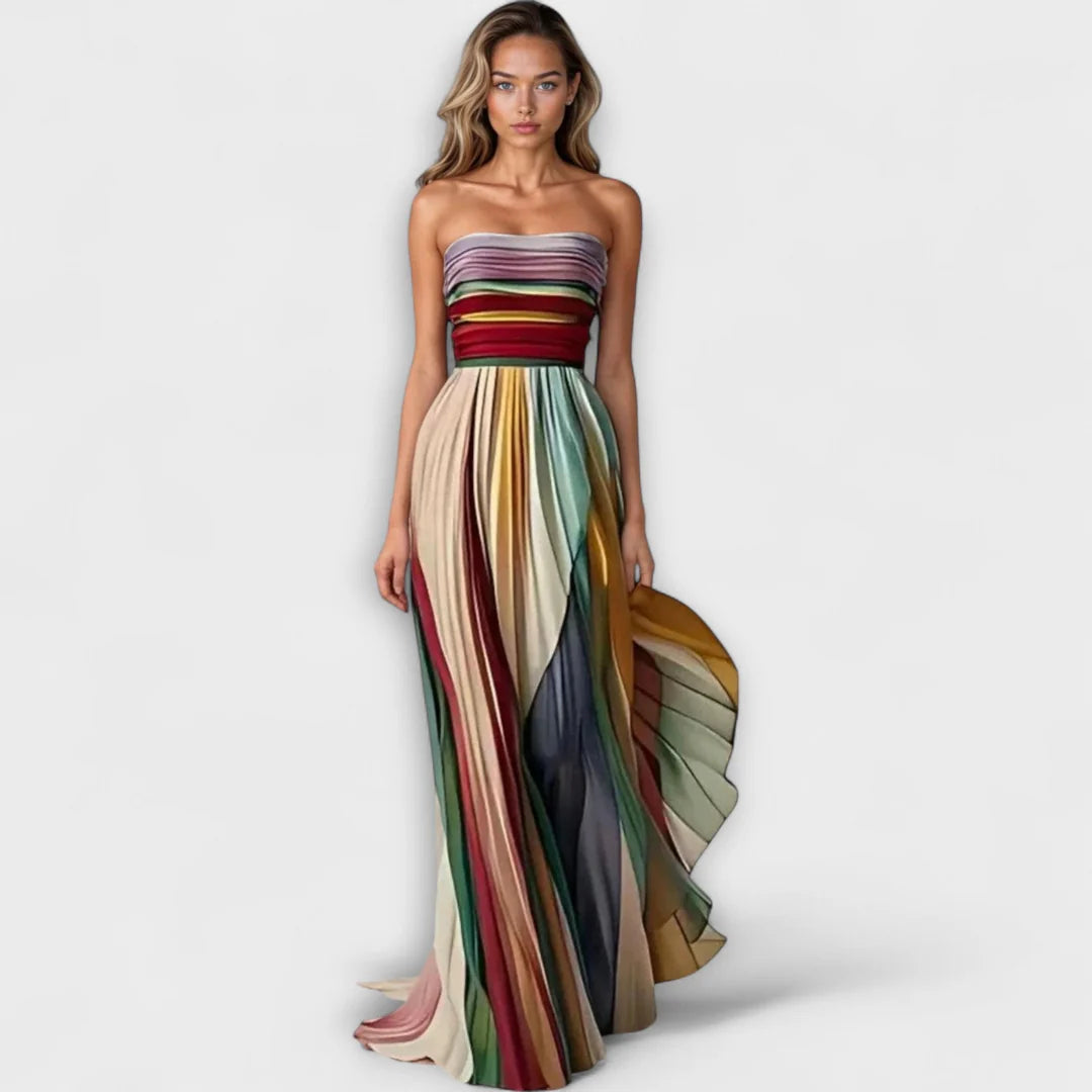 Women’s Strapless Pleated Maxi Dress