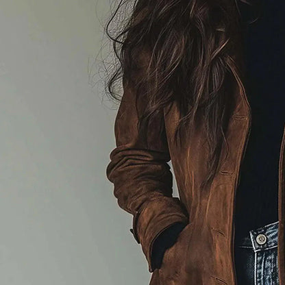 Women’s Suede Longline Button Coat