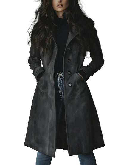 Women’s Suede Longline Button Coat