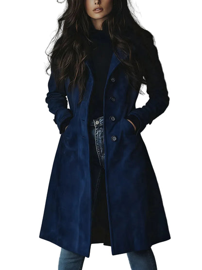 Women’s Suede Longline Button Coat