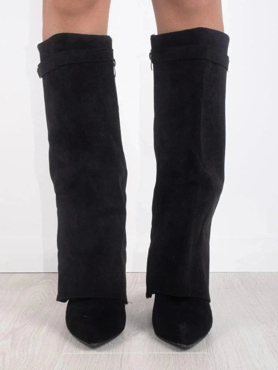 Women's Suede Ankle Boots with Metallic Details