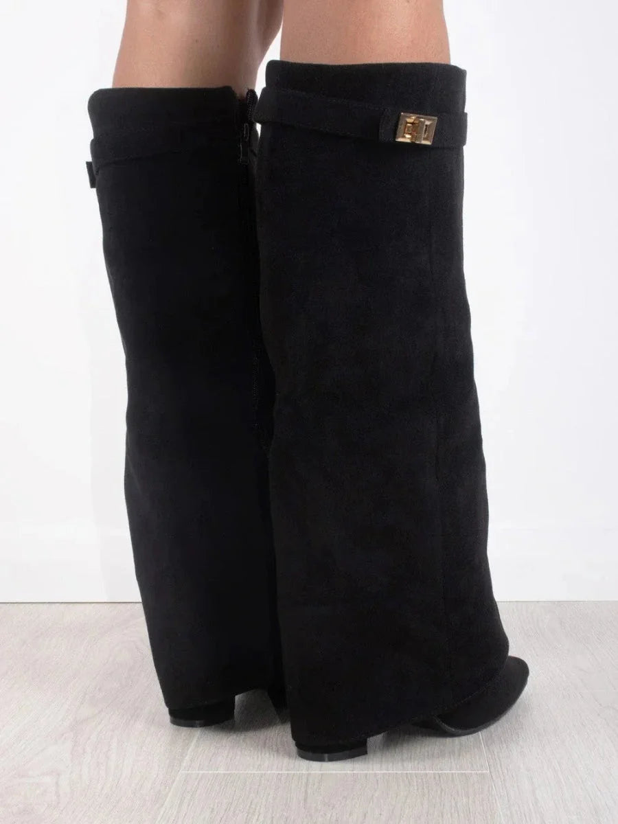 Women's Suede Ankle Boots with Metallic Details
