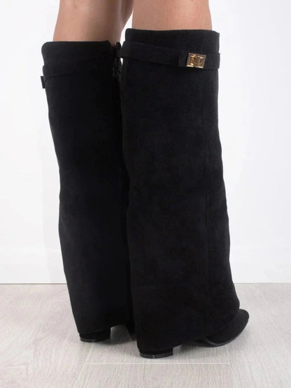 Women's Suede Ankle Boots with Metallic Details