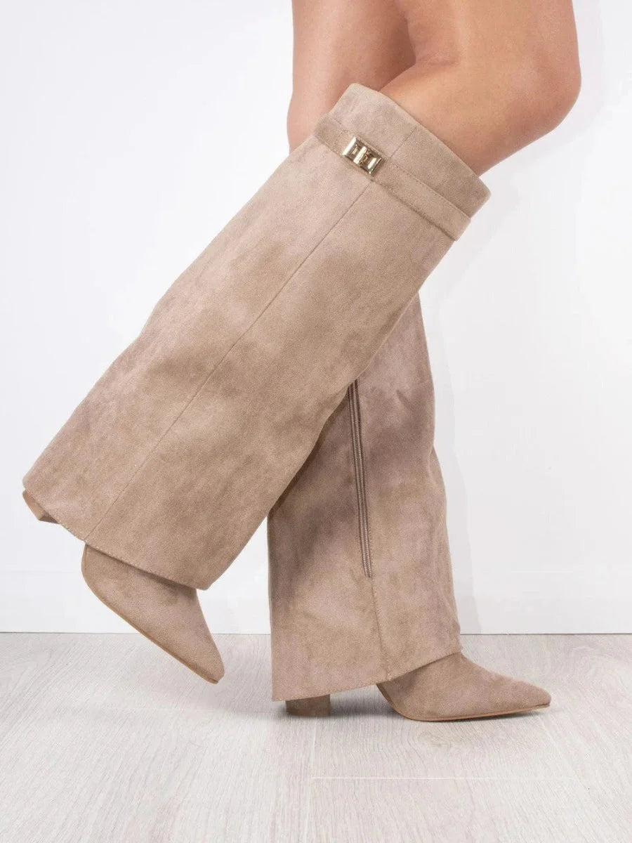 Women's Suede Ankle Boots with Metallic Details