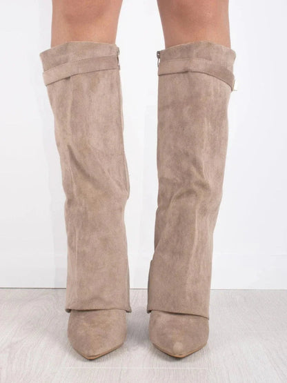 Women's Suede Ankle Boots with Metallic Details