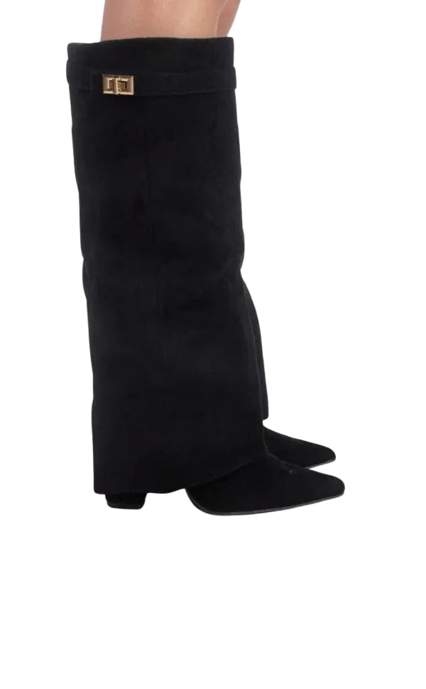 Women's Suede Ankle Boots with Metallic Details