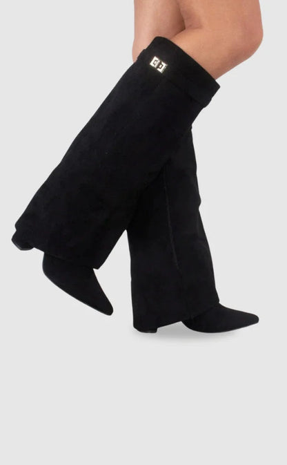 Women's Suede Ankle Boots with Metallic Details